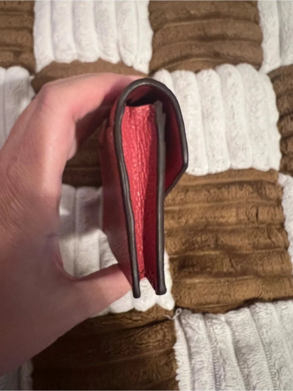 Coach Pebbled Leather Card Case in Washed Red NWTS!